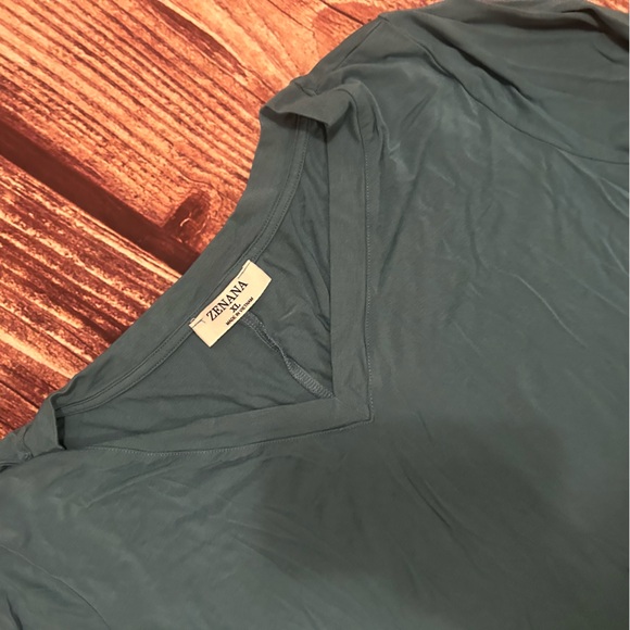 Women’s Zenana V-Neck Turquoise Long Sleeve Shirt Size XL - Picture 2 of 5